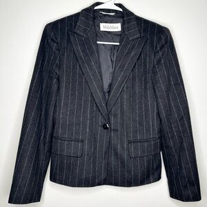 Max Mara Pinstripe Wool Angora Cashmere Blazer
